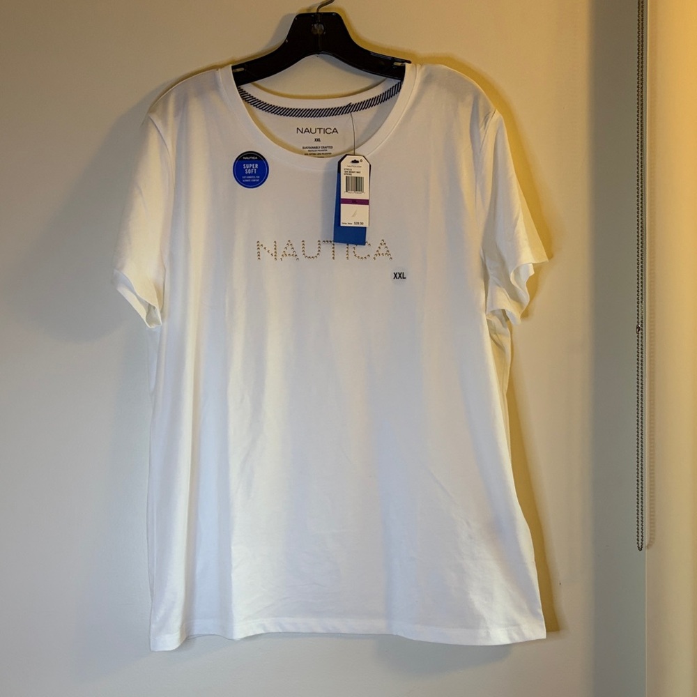Nautical bright white shirt Sz 18W